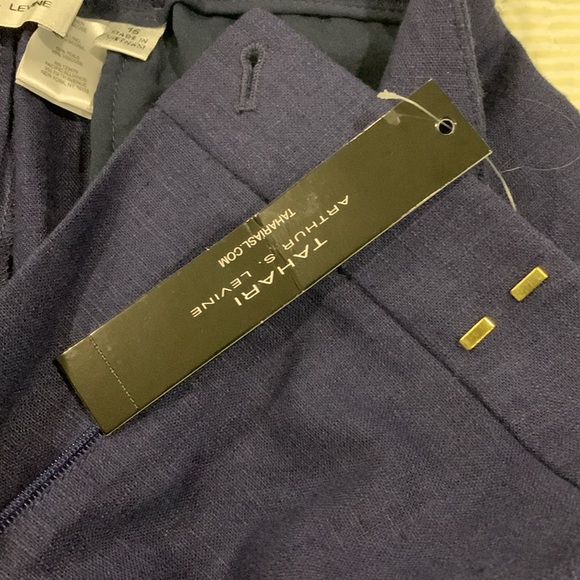 TAHARI Linen Dress Pants Sz 16 NEW Navy Blue Classic All occasions All Seasons - Picture 4 of 9